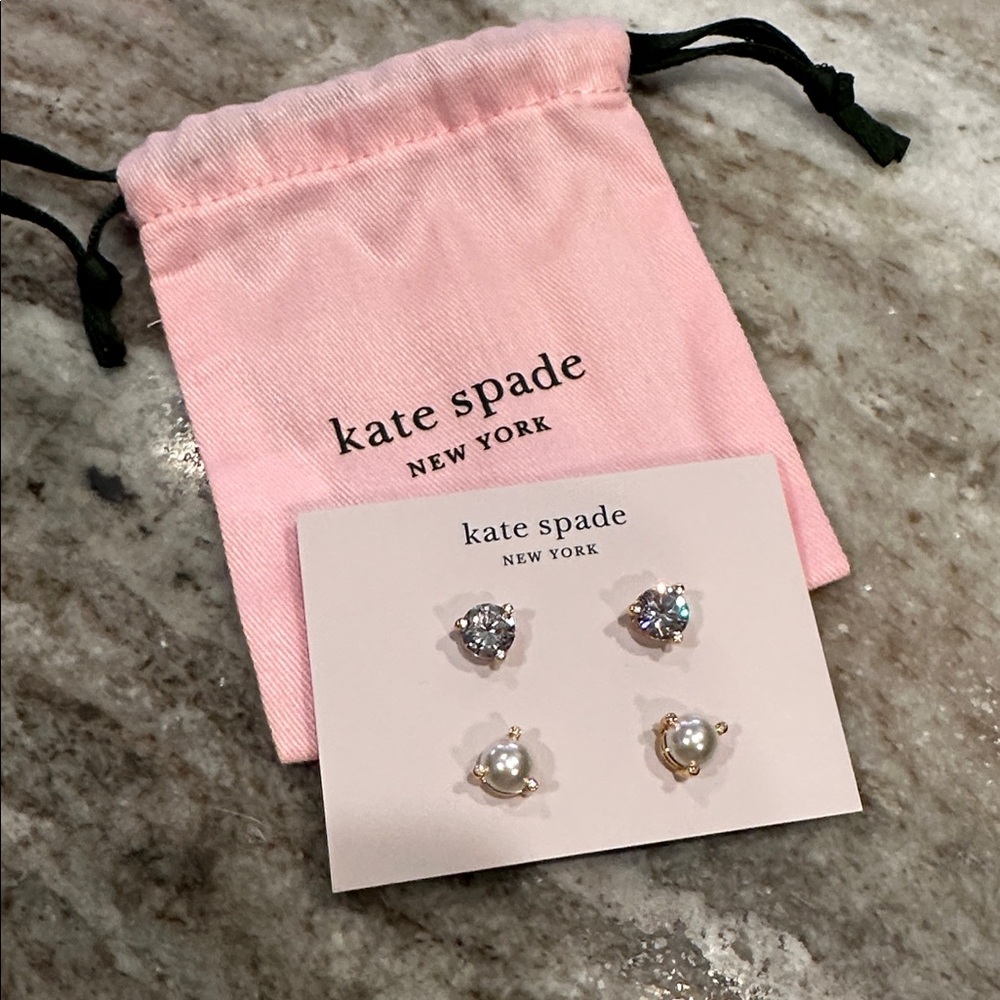 Kate Spade New York Rise and Shine Stud Earrings — Crystal & Faux Pearl 2-Pair - Picture 2 of 4